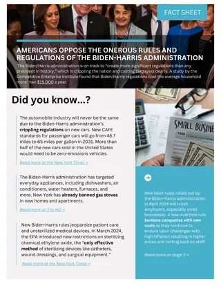 First page of Americans Oppose the Onerous Rules and Regulations of the Biden-Harris Administration