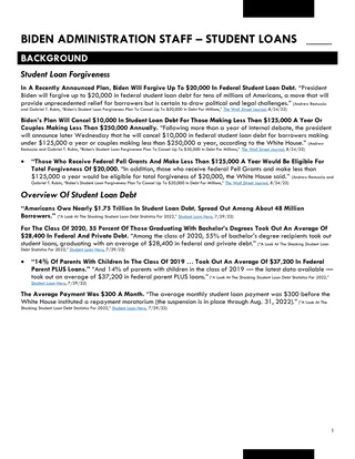 First page of Biden Staff – Student Loans