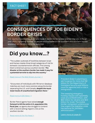 First page of Consequences of Biden’s Border Crisis