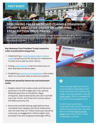 First page of Debunking false Medicaid claims & examining Trump’s Executive Order on lowering prescription drug prices