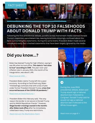 First page of Debunking the Top 10 Falsehoods About Donald Trump with Facts