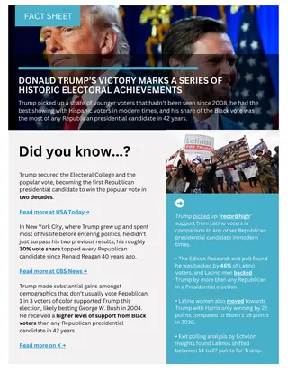 First page of Donald Trump’s Victory Marks a Series of Historic Electoral Achievements