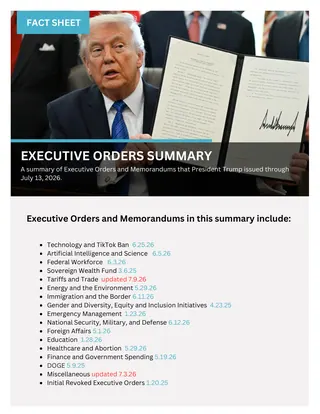 First page of Executive Order Summary Updated 7.13.26