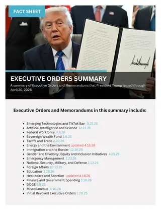 First page of Executive Orders Summary – Updated 4.20.26