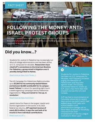 First page of Following the Money: Anti-Israel Protest Groups