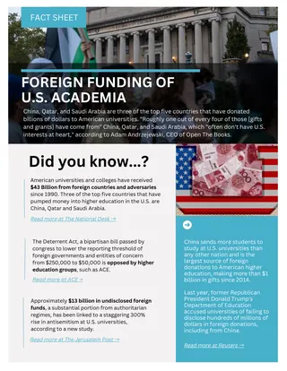 First page of Foreign Funding of U.S. Academia