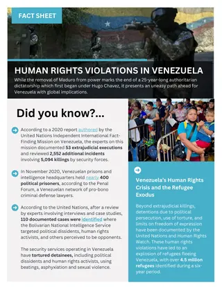 First page of Human Rights Violations in Venezuela