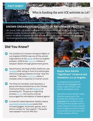 First page of Known Organizers and Funders of Nationwide Protests