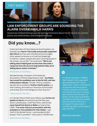 First page of Law Enforcement Groups are Sounding The Alarm For Kamala Harris