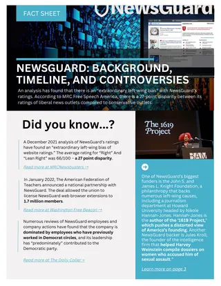 First page of NewsGuard: Background, Timeline, Controversies