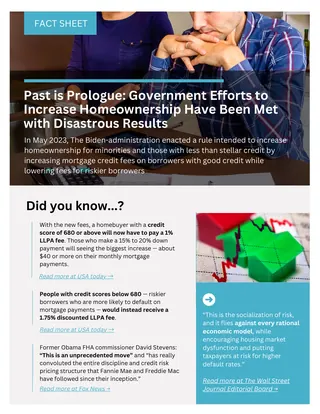 First page of Past is Prologue: Government Efforts to Increase Homeownership Have Been Met with Disastrous Results