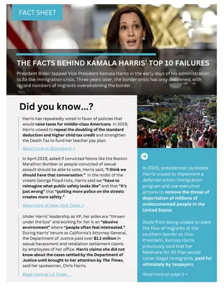 First page of The Facts Behind Kamala Harris’ Top 10 Failures