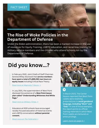 First page of The Rise of Woke Policies in the Department of Defense