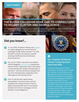 First page of The Russia Collusion Hoax And Its Connections To Hillary Clinton And George Soros