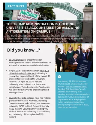 First page of The Trump Administration is Holding Universities Accountable for Allowing Antisemitism on Campus