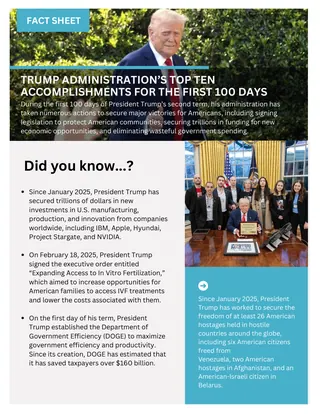 First page of Trump Administration’s Top Ten Accomplishments for the First 100 Days