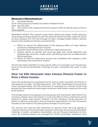 First page of VRS is Pushing a Leftist Agenda