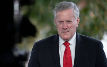 White House Chief of Staff Mark Meadows talks to reporters at the White House on October 21, 2020 in Washington, DC.