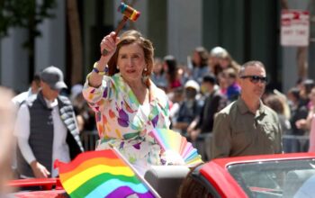 U.S. Speaker of the House Nancy Pelosi (D-CA) holds a gavel during the 52nd Annual San Francisco Pride Parade and Celebration on June 26, 2022 in San Francisco, California.