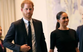 Prince Harry, Duke of Sussex and Meghan, Duchess of Sussex arrive at the United Nations Headquarters on July 18, 2022 in New York City.