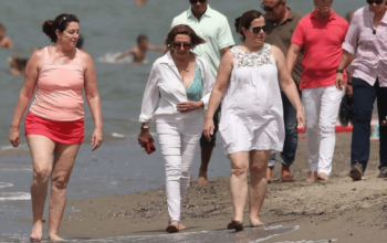 Nancy Pelosi and husband on the beach